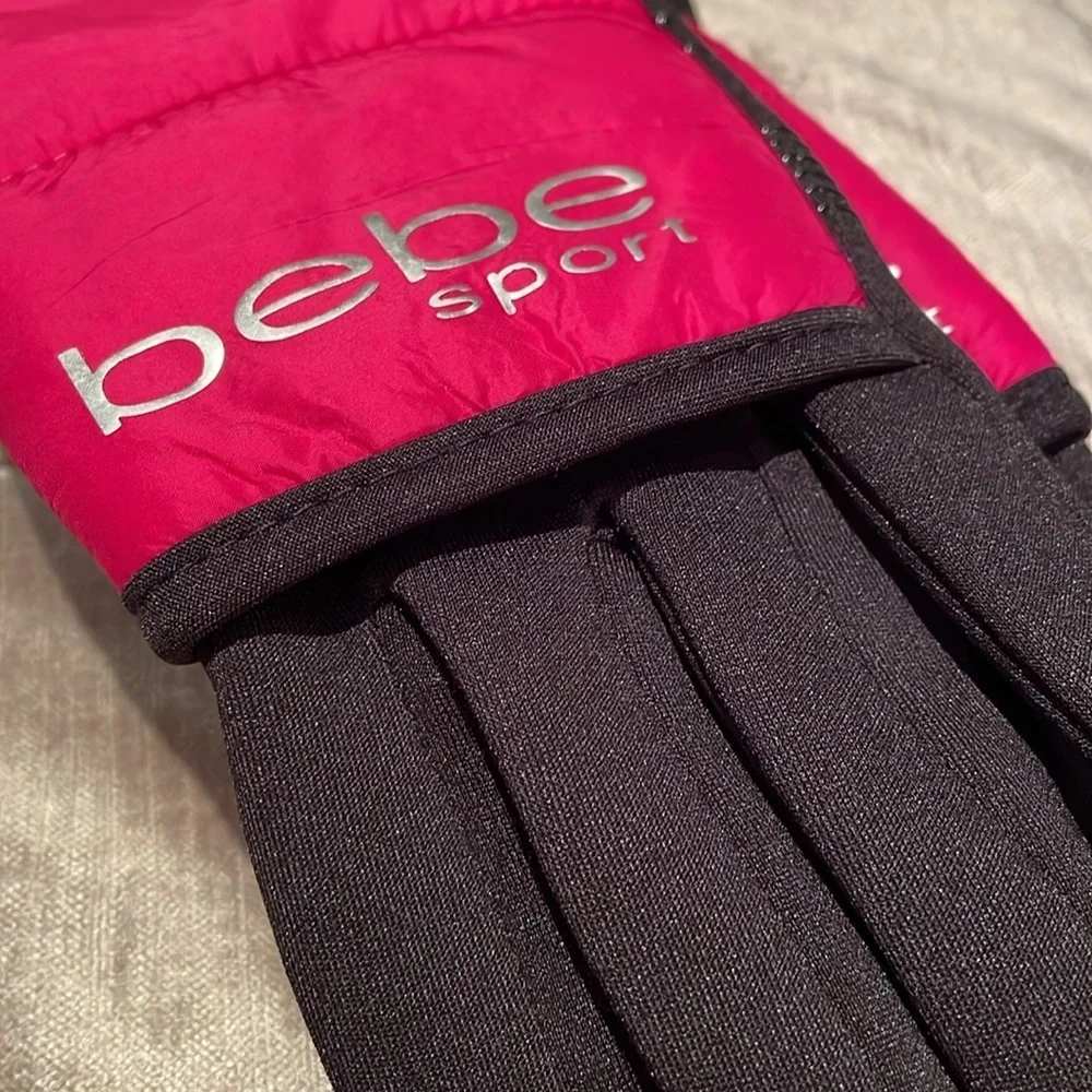 New! Bebe Sport Gloves pink & black l/xl